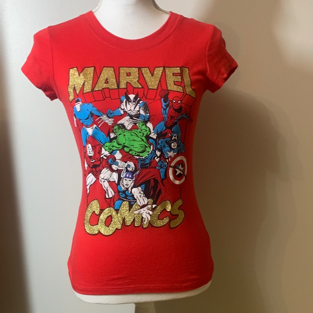 Marvel Comics Red Superhero Graphic Tee Shirt’ Sz Sm